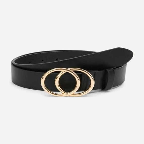 New in Bag Boutique Item Accessories - NWT Women's Double Circle Buckle Belt Gold Black